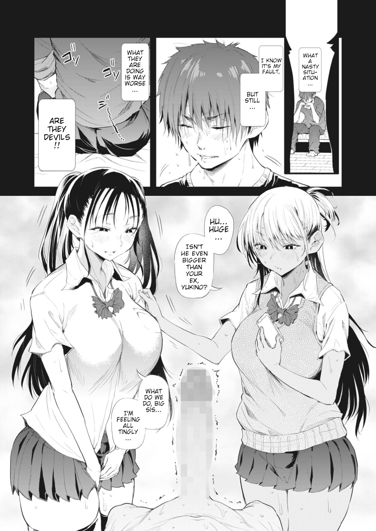 Hentai Manga Comic-They Caught My Crime On Camera Black And White Gyaru Sisters-Read-10